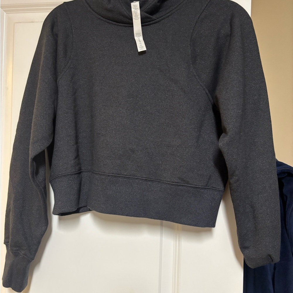 Lululemon Scuba Funnel Neck Hoodie Heathered Black Metallic Size 6